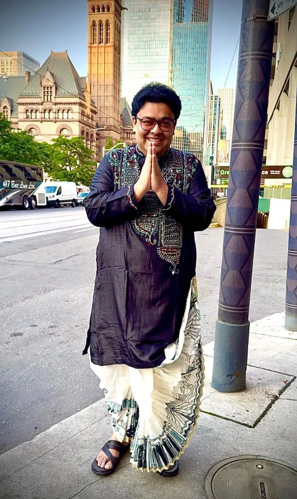 Ambarish Bhattacharya in embroidered black kurta